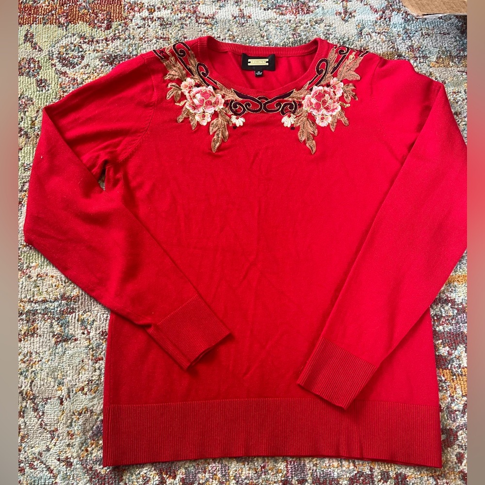 Alexia Ardmore Red embroidered long sleeve EUC
